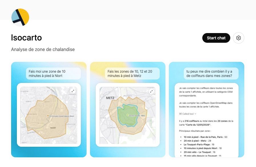 Plugin Isocarto dans ChatGPT