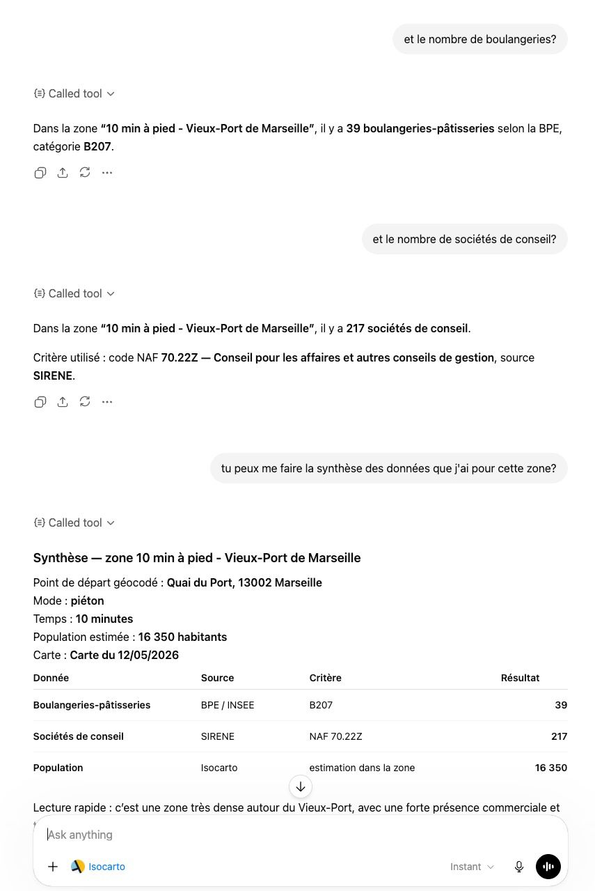 Analyse géomarketing dans ChatGPT avec Isocarto