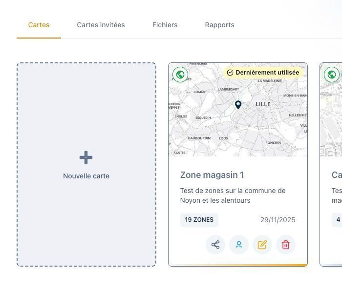 Bouton &#39;Nouvelle carte&#39; avec icône + pour créer une nouvelle carte