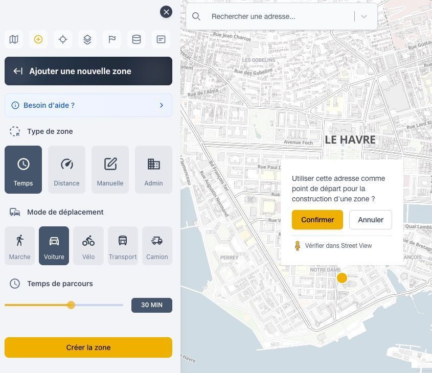 positionnement du point de départ