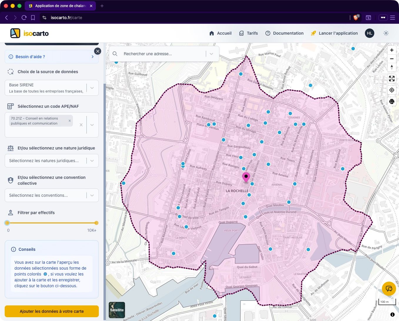 prévisualisation des données