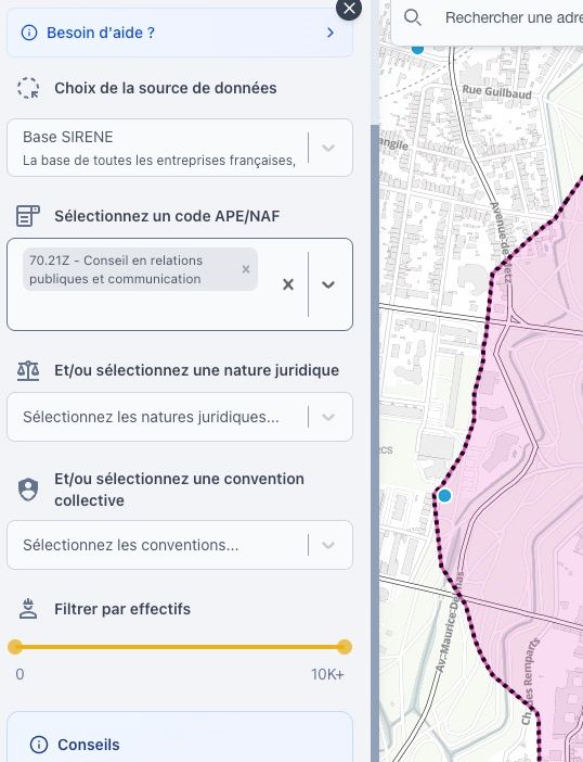 Thématique de la base SIRENE