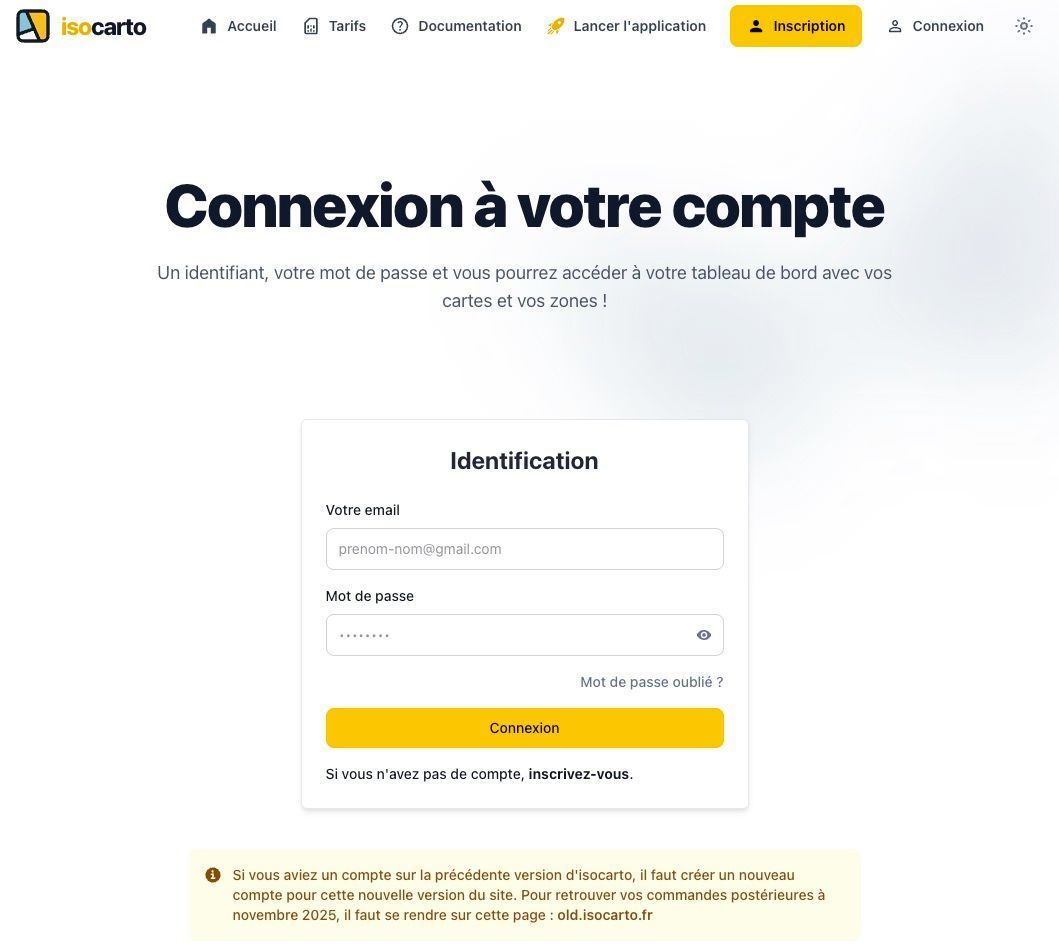 Formulaire de connexion avec champs pour l&#39;email et le mot de passe