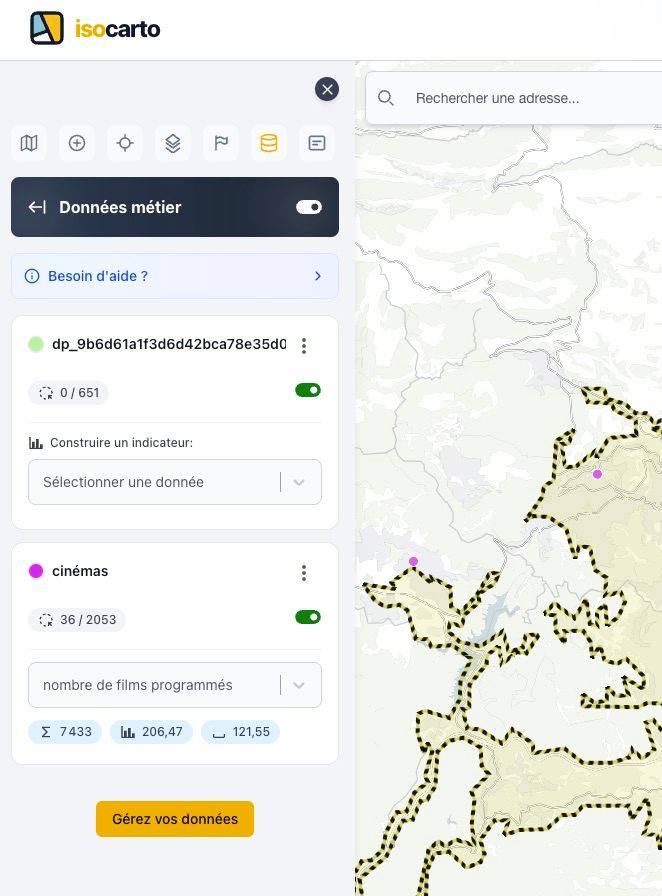 onglet données métier