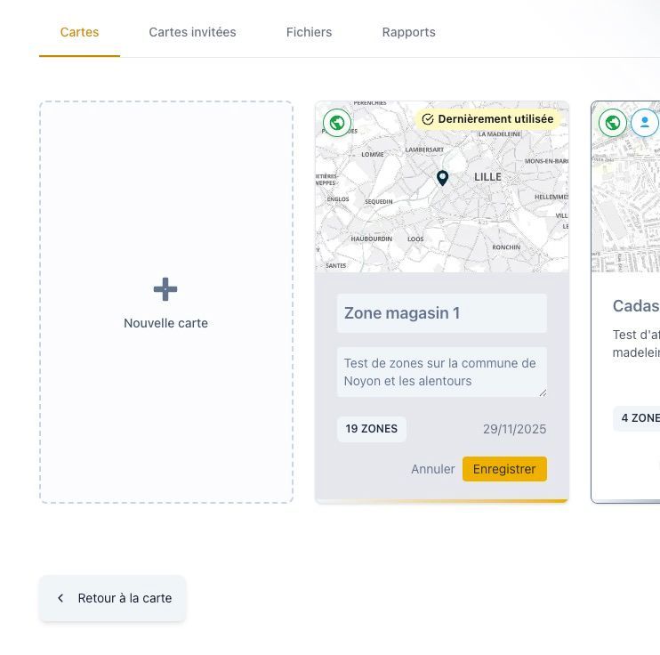 Formulaire d'édition de carte avec les champs 'Titre' et 'Description' et les boutons 'Annuler' et 'Enregistrer' en bas à droite