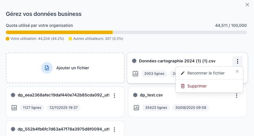 Menu contextuel d'un fichier avec l'option 'Supprimer' mise en évidence