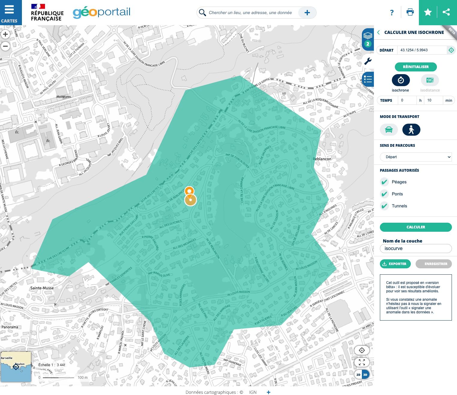 import de zones - geoportail