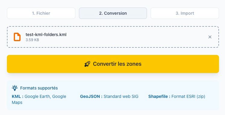 import de zones - conversion