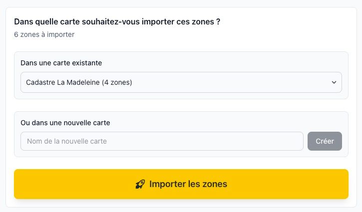 import de zones - import
