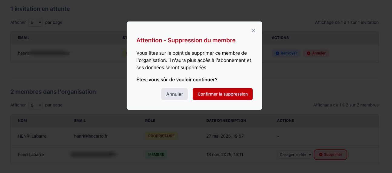 Fenêtre de confirmation de suppression avec le message d&#39;avertissement et les boutons &#39;Annuler&#39; et &#39;Supprimer&#39;