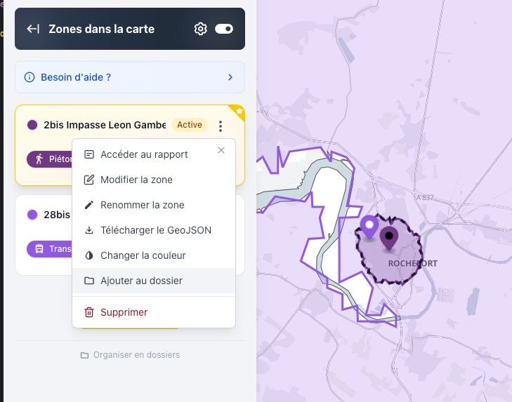 Organiser par dossiers menu